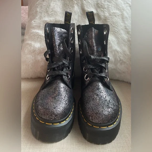 Dr. Martens Molly Platform Suede Speckled Irredescent Boot, Size 7 US L, 38 EU - Picture 5 of 14